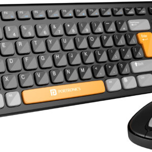 Portronics Key7 Combo Mouse Combo Set with 2.4Ghz, 1200 DPI Wireless Standard Laptop Keyboard Compatible with Desktop, Laptop, Mac Key7 Combo (Black, Orange)