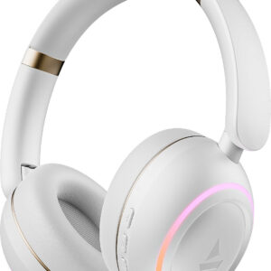 boAt Rockerz 480 w/ Beast Mode, RGB LEDs(6 Light Modes), 60HRS Playback & ENx Tech Bluetooth (White Sabre, On the Ear)