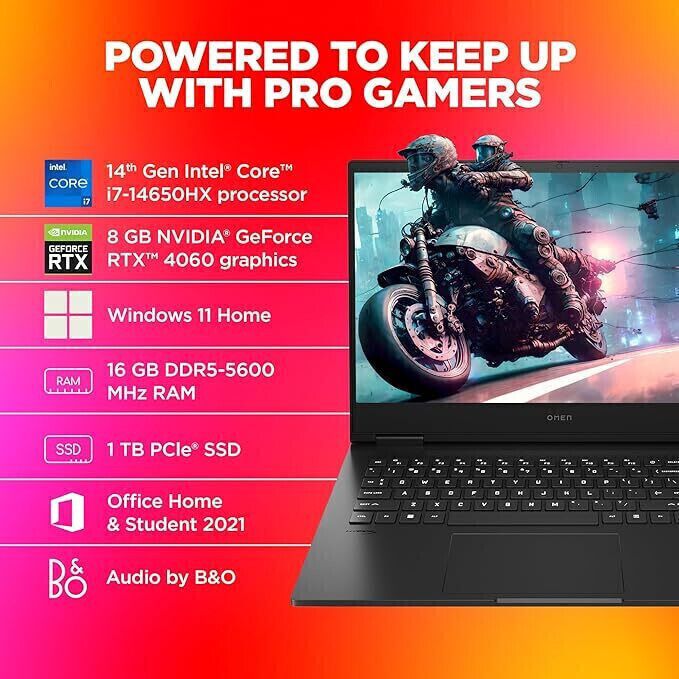 HP OMEN Intel Core i7 14th Gen 14650HX - (16 GB/1 TB SSD/Windows 11 Home/8 GB Graphics/NVIDIA GeForce RTX 4060) Omen 16 wf1096TX/ ae0002tx Gaming Laptop (16.1 inch, Shadow Black, 2.32 Kg, With MS Office) - Image 2