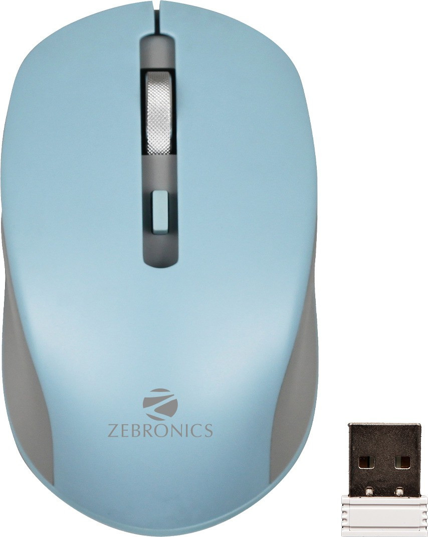 ZEBRONICS Jaguar Wireless Ambidextrous Optical Mouse Wireless Mouse, High Precision, 4 Buttons, Plug & Play Ambidextrous (2.4GHz Wireless, Blue) - Image 2
