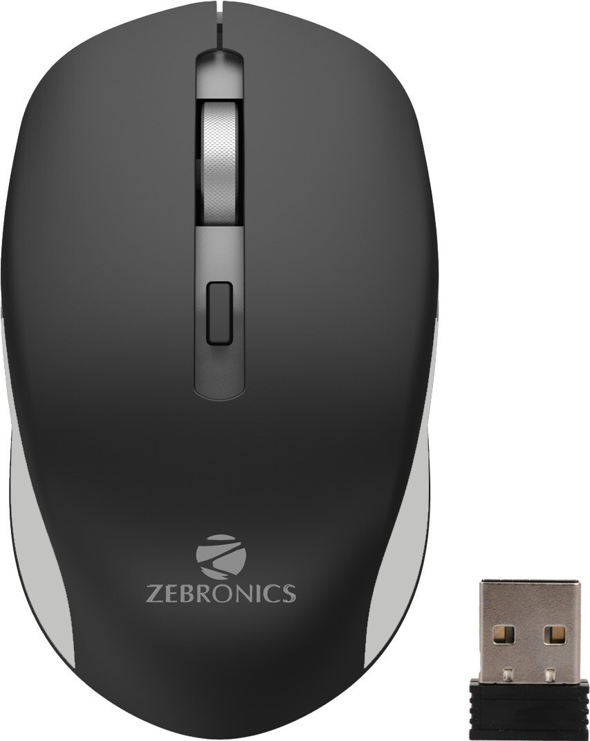 ZEBRONICS Jaguar Wireless Ambidextrous Optical Mouse Wireless Mouse, High Precision, 4 Buttons, Plug & Play Ambidextrous (2.4GHz Wireless, Black)